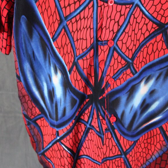 Spiderman Shirt (VTG) - Big Graphic Mask Button Down - Men's Large - Picture 3 of 9